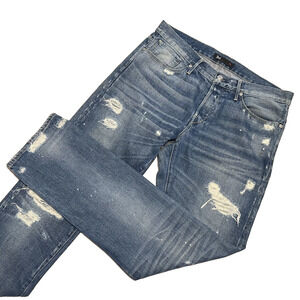 3x1 NYC M4 Distressed Selvedge Jeans Mens Size 34 x 34 Straight Leg Made in USA